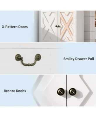 29" Farmhouse Sideboard Buffet Cabinet with Drawer & Adjustable Shelves, Small Kitchen Coffee Bar, White