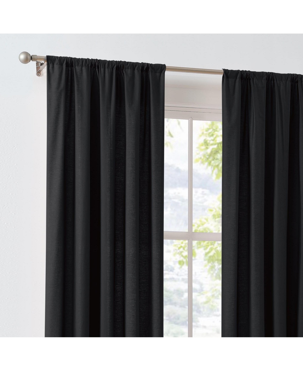 Brooklyn Loom 100% Cotton 200 Thread Count Percale Drape Pair 2 Piece Window Curtain