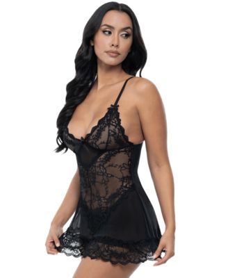 Valentine Soft Cup Lace Babydoll with G-string Panty