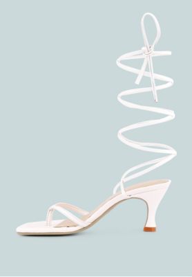 DORITA Womens Kitten Heel Lace Up Sandal