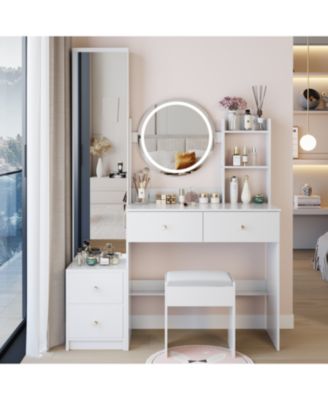 LED Mirror Vanity Table Set