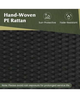 2-in-1 Outdoor Convertible Bench with Metal Frame PE Rattan Table and Chairs Set