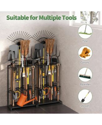Heavy-Duty Metal Garden Tool Organizer with 34 Compartments & 14 Hooks for Shed or Garage