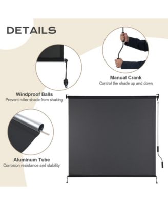 Cordless Solar Fabric Roller Shade – 5% Openness, 95% UV Protection, Sun Shade for Outdoor Gazebo or Pergola