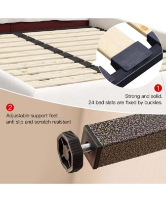 Upholstered Platform Bed with Velvet Headboard