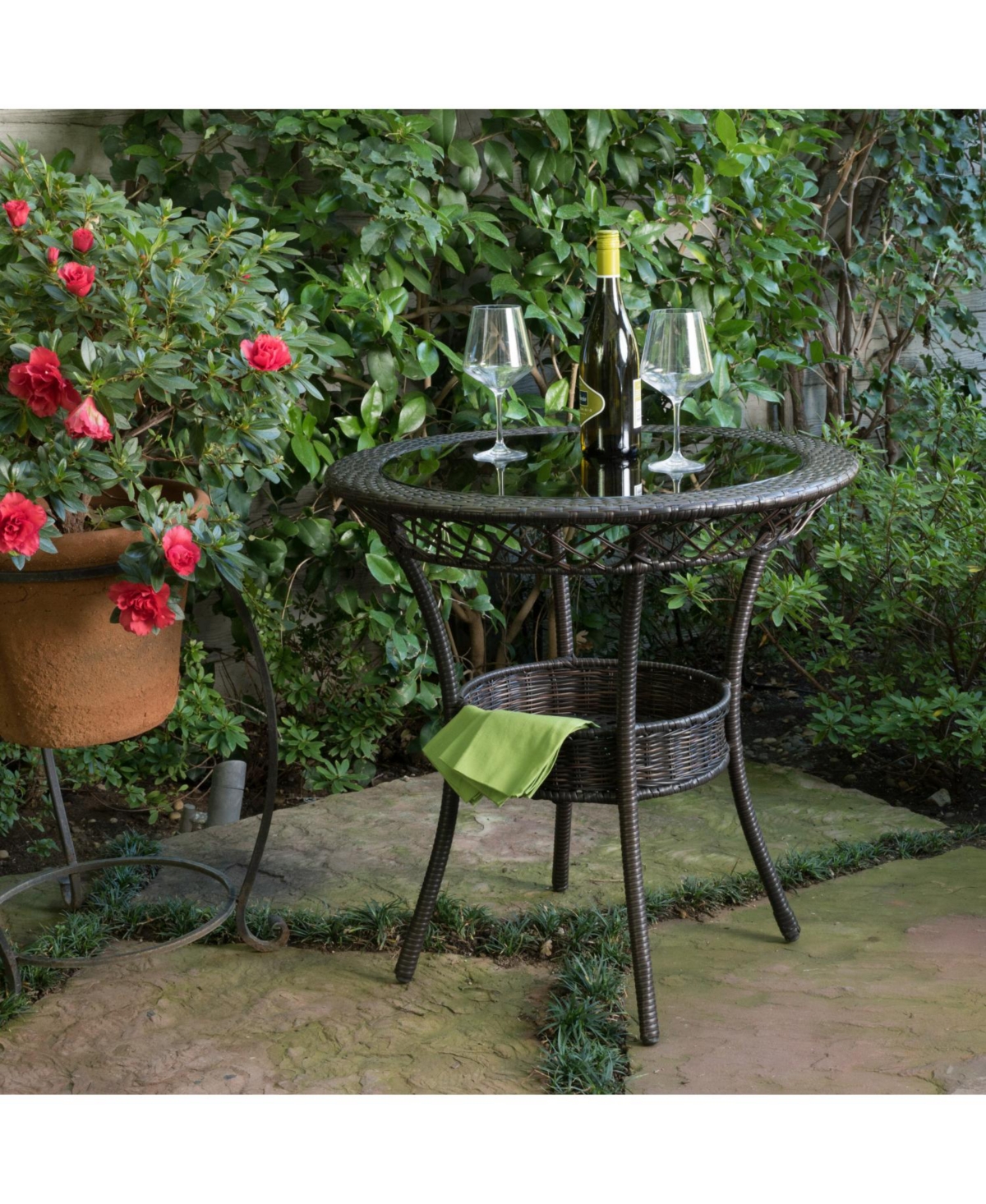 Streamdale Furniture Elegant Paea Multi Brown Pe 27" Glass Table A Classy Addition to Your Patio