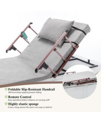 Adjustable Bed Backrest w/ Safety Rails, Remote, for Elderly/Patients