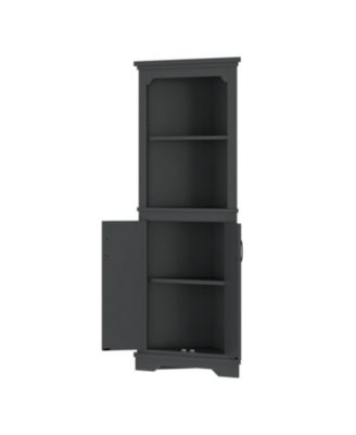 Tall Black Corner Cabinet with Doors