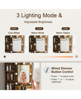 Streamdale Vanity Table with LED Lights, Outlet, Stool - Compact Dressing Desk (Vintage