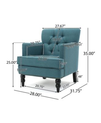 Dark Teal Tufted Club Chair With Studded Trim