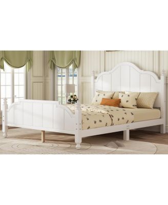 Bed Frame with Headboard, Vintage Wooden Platform