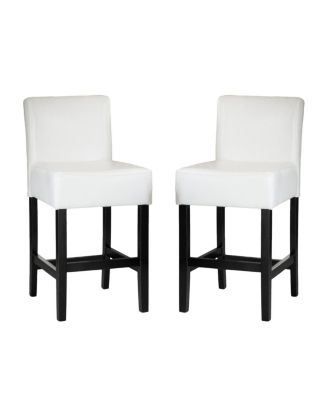 Streamdale Elegant Ivory Bonded Leather Counter Stools (Set of 2)