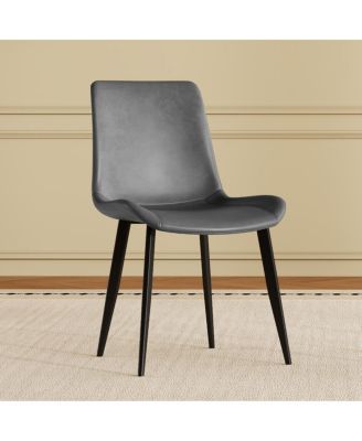 Streamdale Dining Chairs Set of 4, Modern PU Leather Metal Dining Chairs - Gray