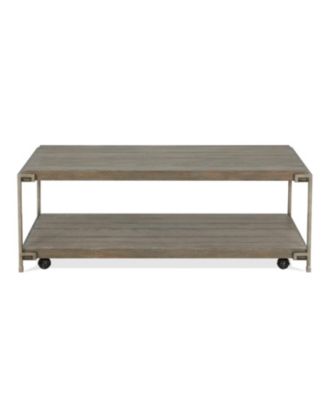 Metal Frame Wood Living Room Coffee Table with Casters