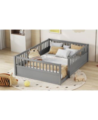 Montessori Floor Bed Frame with Fence