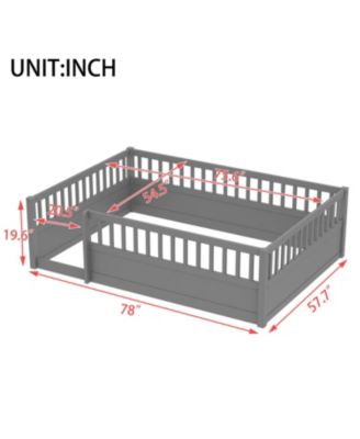 Montessori Floor Bed Frame with Fence