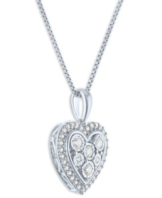 Heart Diamond Pendant Necklace (1/4 ct. t.w.) in Sterling Silver