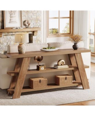 70.9" Extra Long Console Table with Storage, 3-Tier Narrow Wooden Sofa Table Behind The Couch, Farmhouse Entry Foyer Table