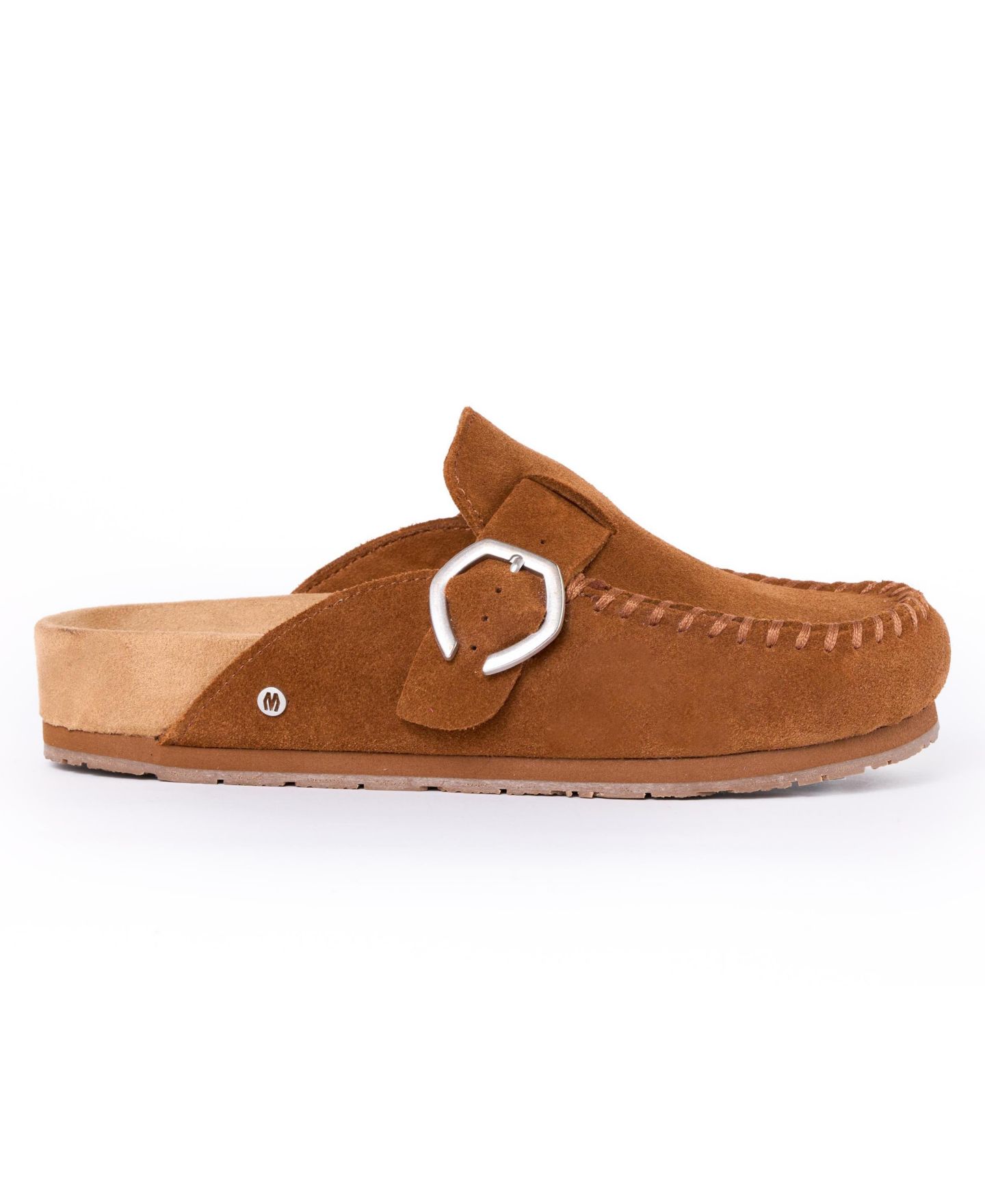 Женские сабо Minnetonka Suede Adjustable Buckle, цвет: Коричневый — фото 5