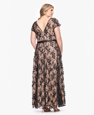 Plus Size Embellished 3D Flower Ball Gown