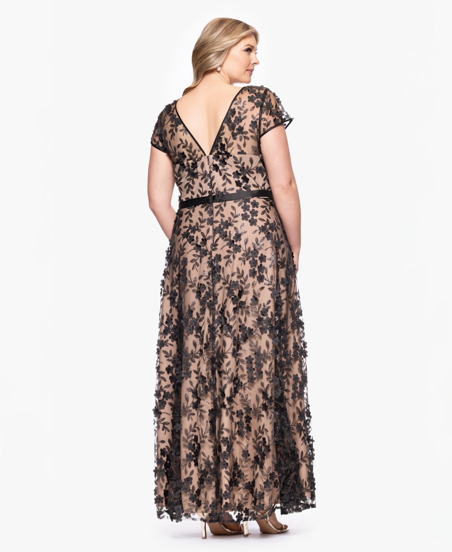 Plus Size Embellished 3D Flower Ball Gown