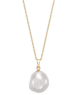 Freshwater Pearl Pendant Necklace in 10k Yellow Gold