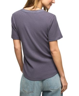 Women's Short-Sleeve Cutwork Henley Top