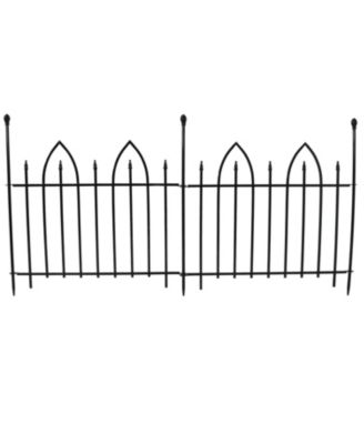 2pk Outdoor Lawn and Garden Metal Gothic Arch Style Decorative Border Fence Panel Set
