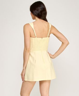 Juniors' Square Neck Sleeveless Short Dress