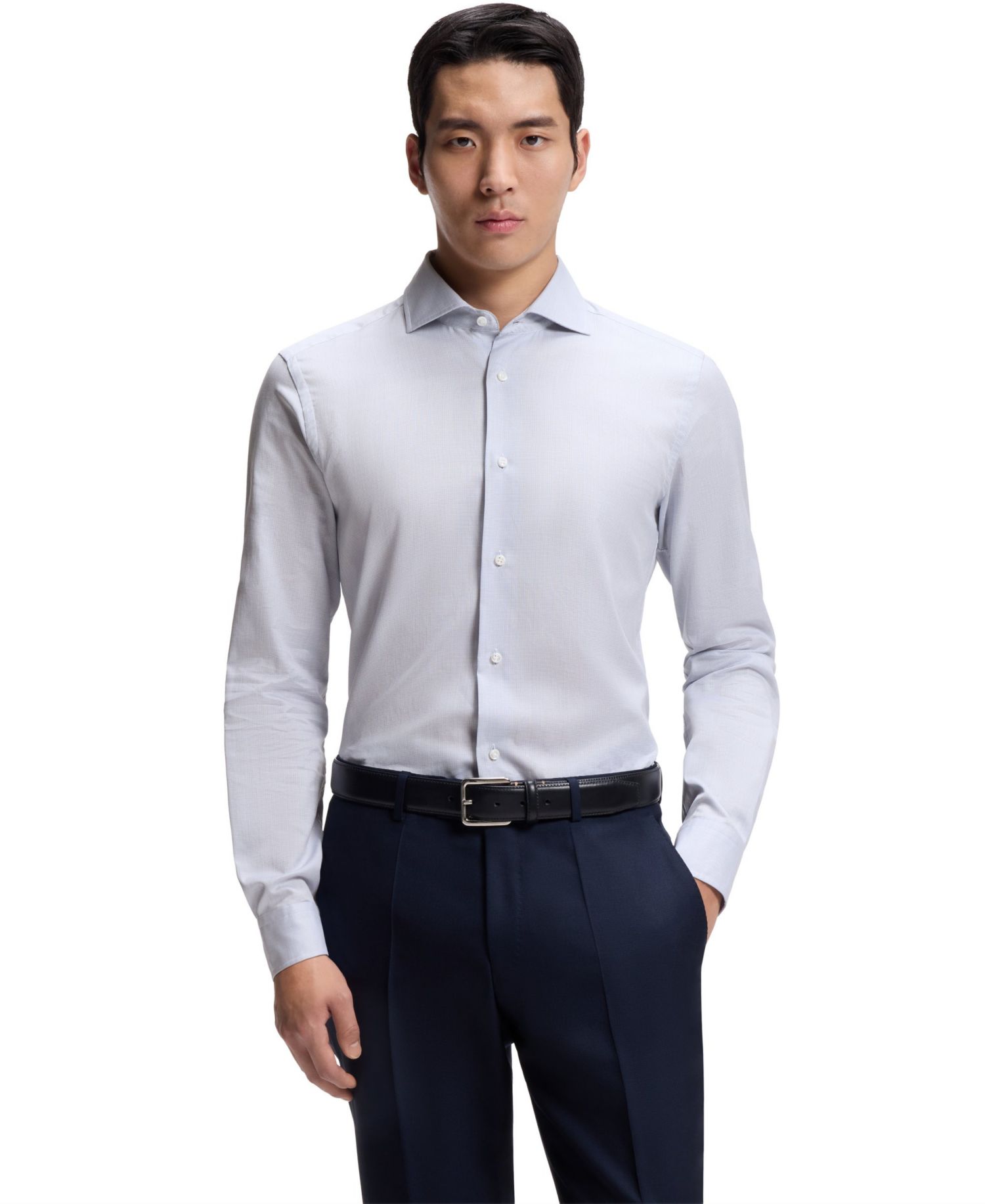 Men's Italian-Made Cotton Slim-Fit Dress Shirt
