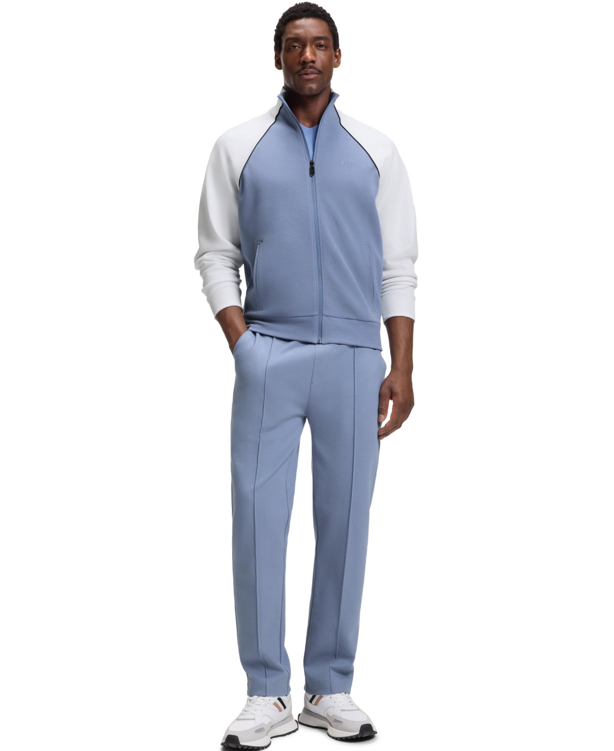 Boss by Hugo Boss Men's Cotton-Blend Contrast Piping Sweatshirt