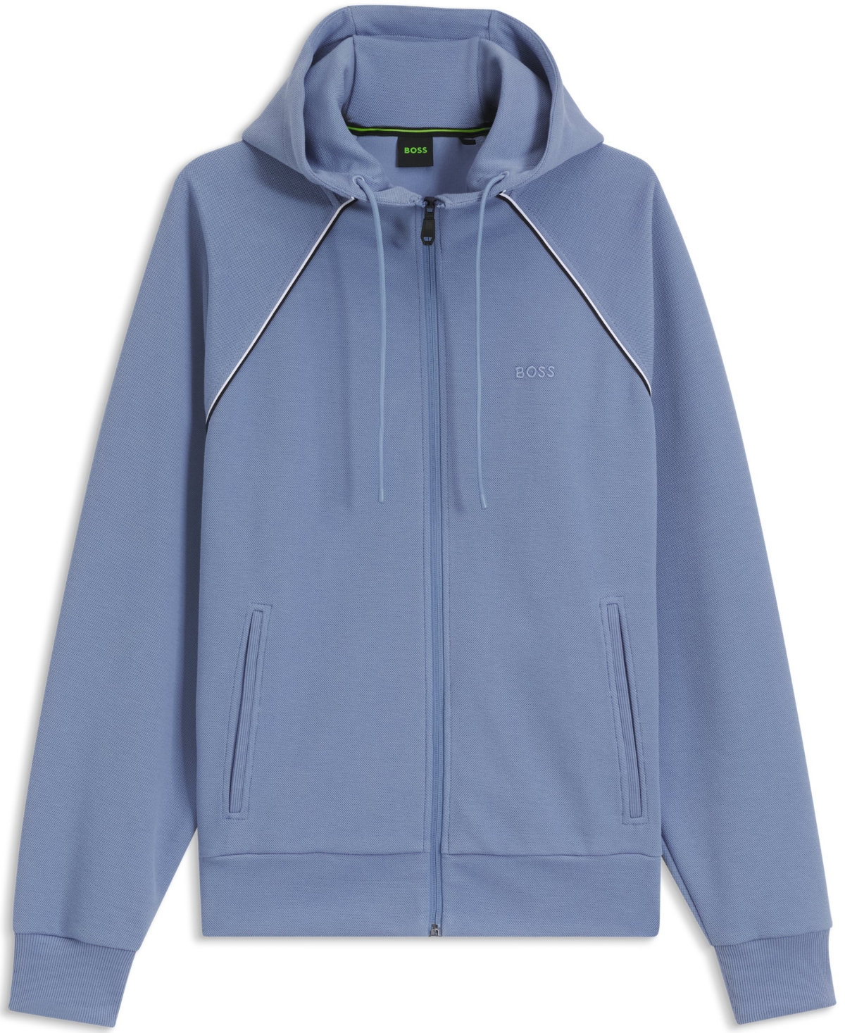 Boss by Hugo Men's Cotton-Blend Zip-Up Piping Detail Hoodie
