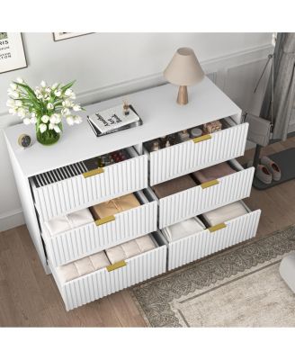Modern 6-Drawer Dresser with Wavy Pattern Panels