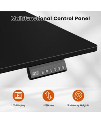 47x24" Sit-Stand Desk Height Adjustable Computer Desk with 2 Hooks, Storage Drawers, Printer Cabinet, Brown