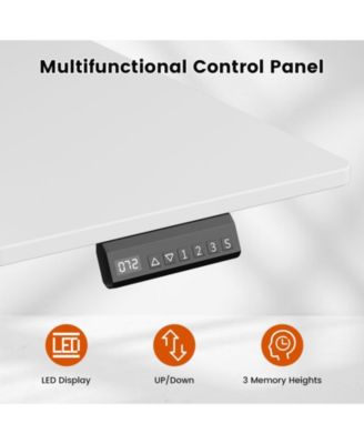 47x24" Sit-Stand Desk Height Adjustable Computer Desk with 2 Hooks, Storage Drawers, Printer Cabinet, Brown