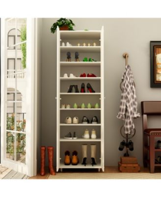 8-Tier Shoe Storage Cabinet with Adjustable Shelves, 4 wheels