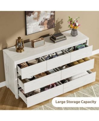 7-Drawer Dresser for Bedroom, Wide Handle-Free Wooden Chest of Drawers
