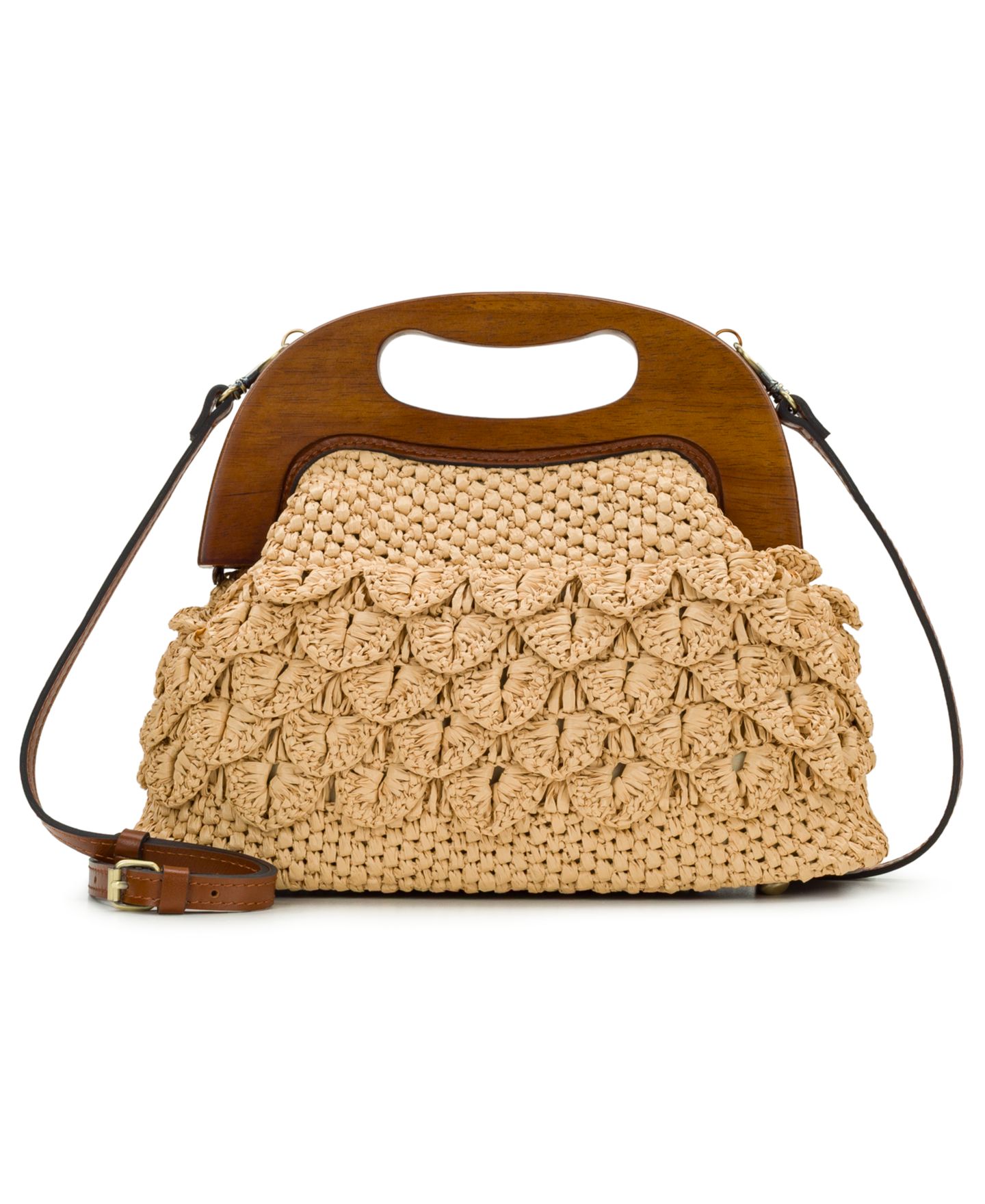 Женская сумка Patricia Nash Sandrine Medium Scalloped Raffia Wooden Frame Crossbody — фото 1