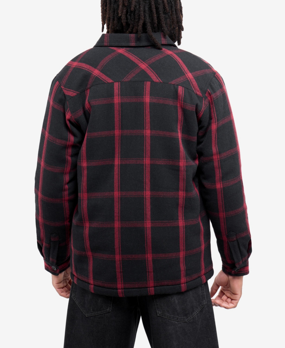 Xray Men's Cotton Plaid Flannel Button-Up Shirt Jacket With Faux Shearling Lining