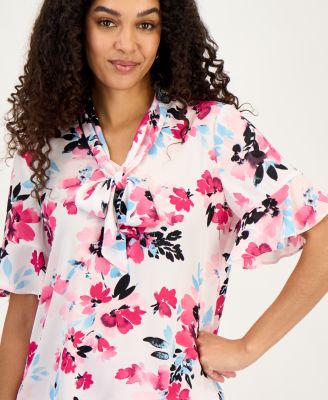 Women's Printed Ruffle-Sleeve Blouse