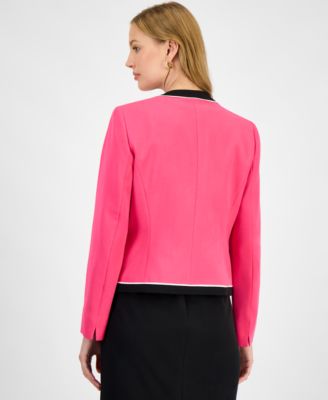Women's Contrast-Trim Open-Front Jacket