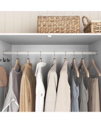 Streamdale 4-Door Wardrobe w/ Mirror, LED, 2 Drawers, Rod, Shelves, White