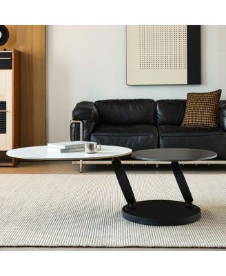 Round Nested Coffee Tables - Faux Marble Top with Metal Frame