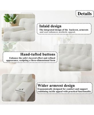 Streamdale Minimalist Button-Tufted Square Arm Three-Seater Sofa