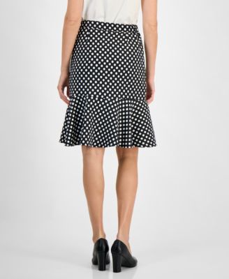 Women's Polka Dot Flared-Hem Pencil Skirt, Regular & Petite