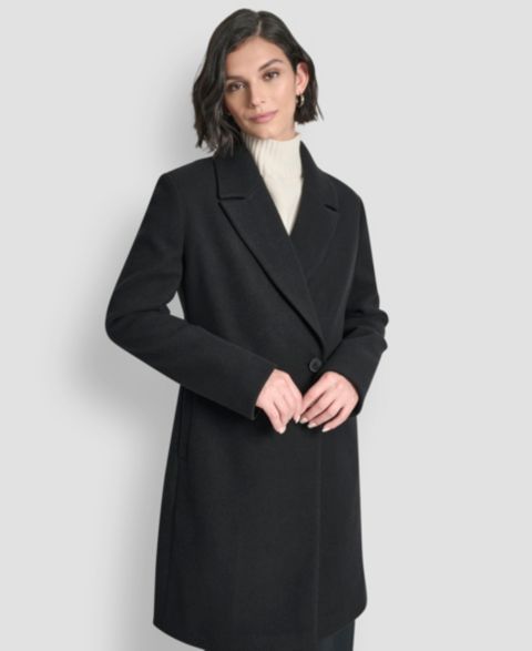 Женские куртки DKNY Double-Breasted Notch Collar Coat