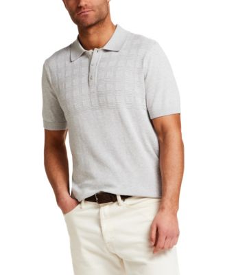 Men's Short-Sleeve Grid Yoke Polo Sweater