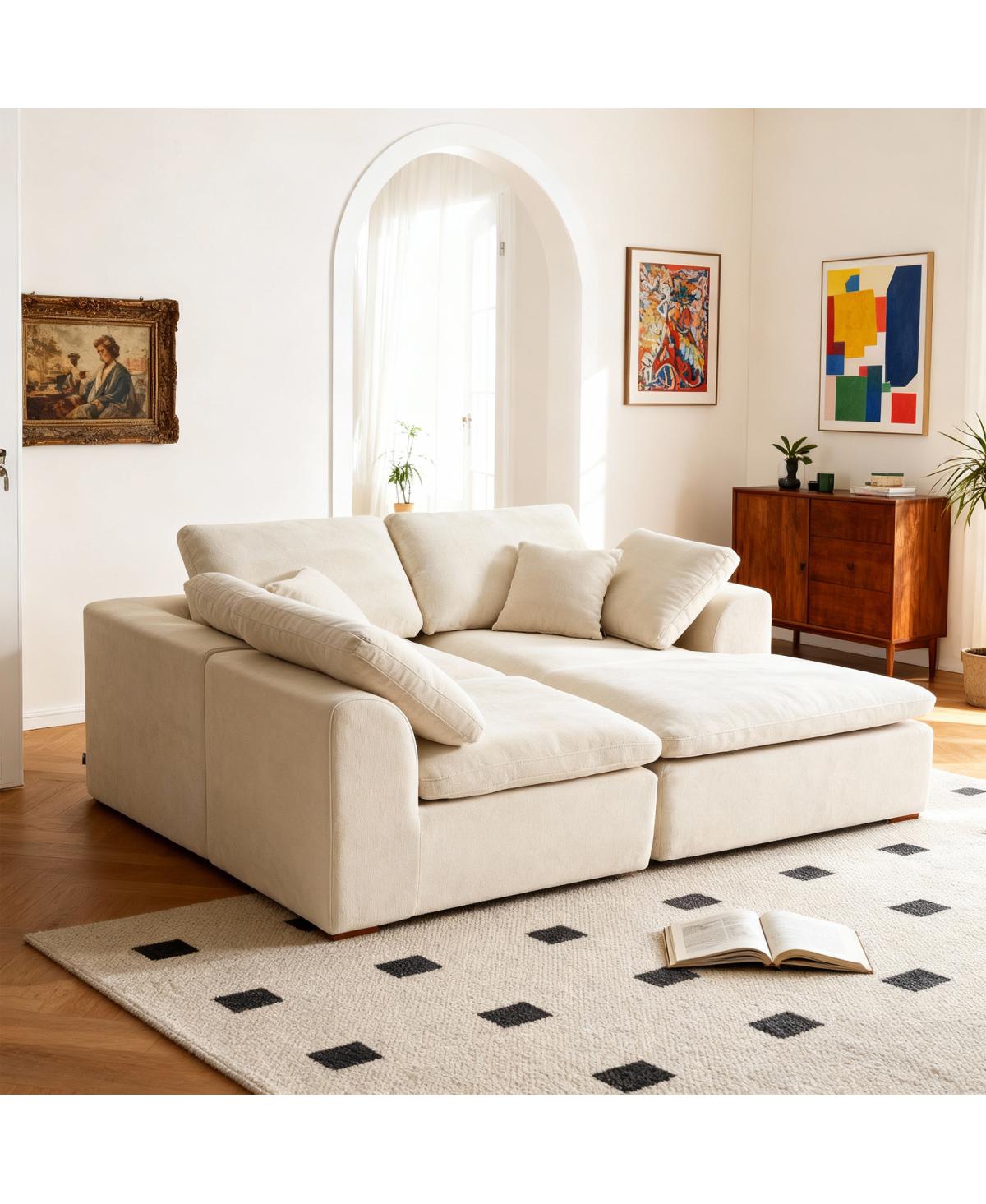 Streamdale Furniture Modern L-Shaped Sectional Sofa with Chaise Lounge, Corduroy Couch