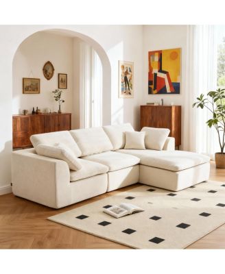 Modern L-Shaped Sectional Sofa with Chaise Lounge, Corduroy Couch