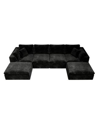 Modular Upholstered Corduroy Sectional Sofa